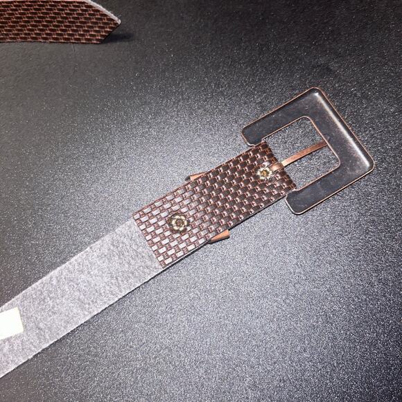 Chic Brown Textured Faux Leather Adjustable Belt Women's Size 8 - Picture 8 of 9